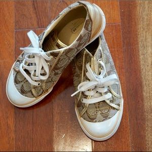 Gold Signature Coach Tennis Shoes